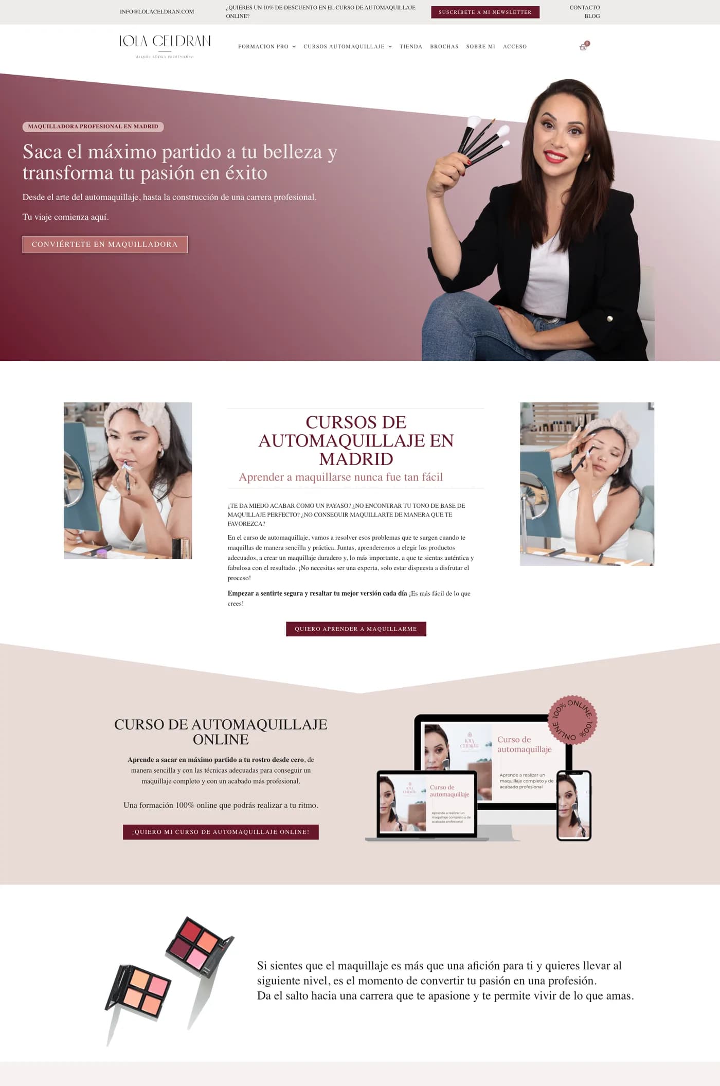 La web de Lola Celdrán antes del rediseño
