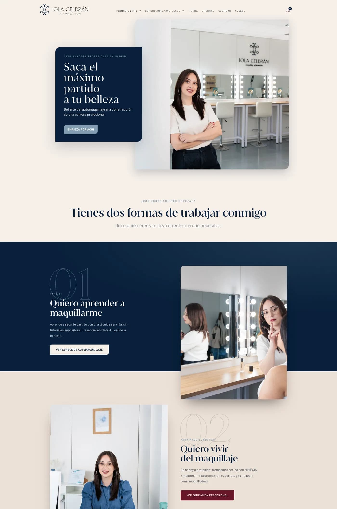 La web de Lola Celdrán después del rediseño a medida de Goana