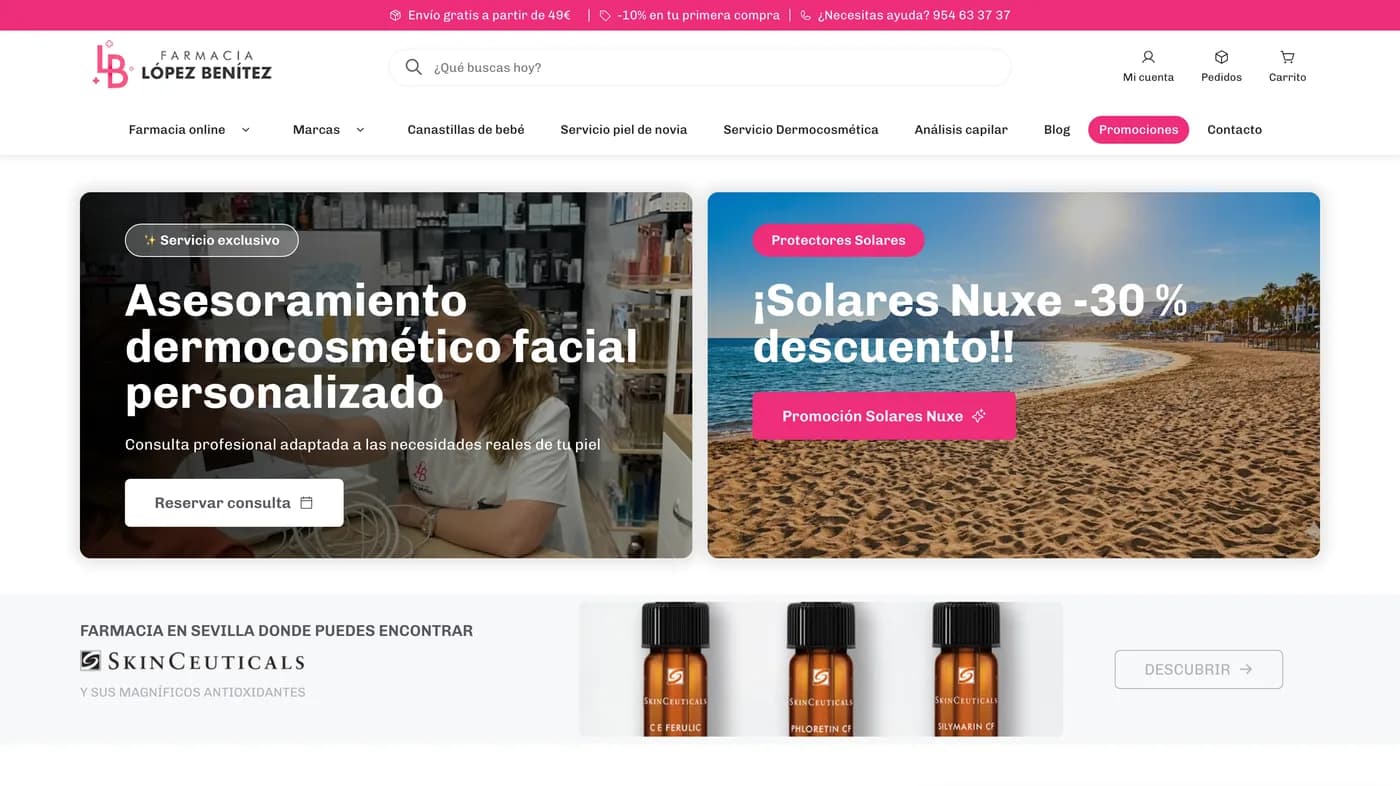 Web a medida de Farmacia López Benítez